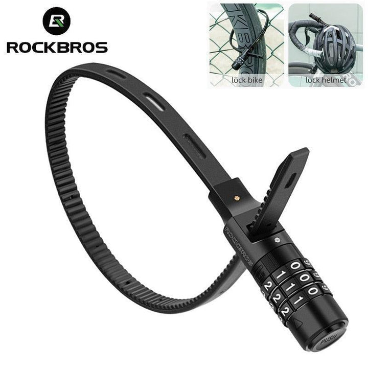 ROCKBROS Lightweight Combination Cable Tie Lock - Password Security for Bicycle &amp; Electric Scooter - Multi-use Helmet &amp; Luggage Lock