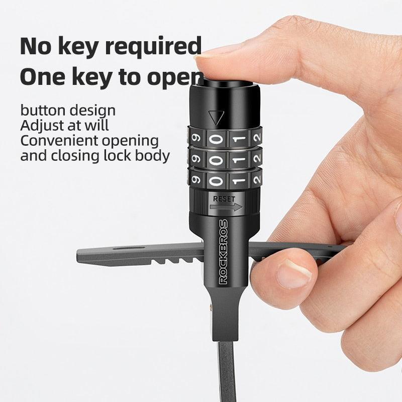 ROCKBROS Lightweight Combination Cable Tie Lock - Password Security for Bicycle &amp; Electric Scooter - Multi-use Helmet &amp; Luggage Lock