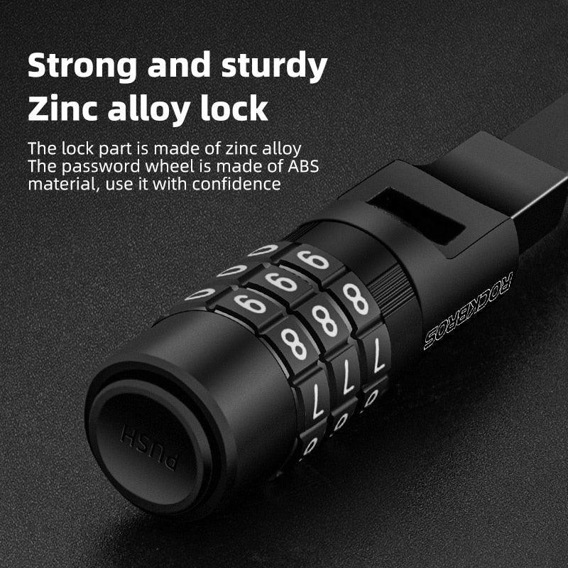 ROCKBROS Lightweight Combination Cable Tie Lock - Password Security for Bicycle &amp; Electric Scooter - Multi-use Helmet &amp; Luggage Lock