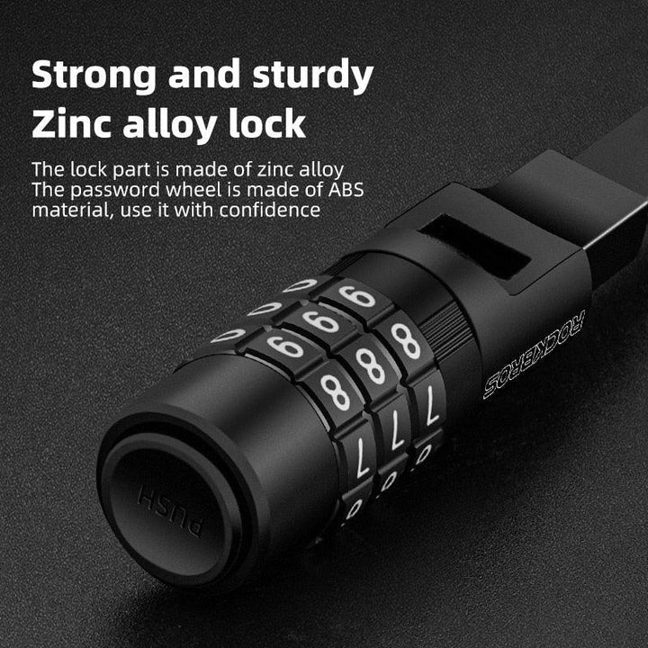 ROCKBROS Lightweight Combination Cable Tie Lock - Password Security for Bicycle &amp; Electric Scooter - Multi-use Helmet &amp; Luggage Lock