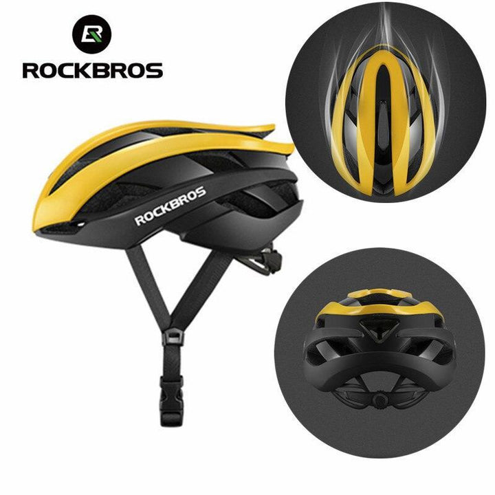ROCKBROS Ultralight Bicycle Helmet - 250g One-Piece Molding Safety Cap - 18 Air Vents Breathable Cycling Helmet with Magnetic Buckle for MTB &amp; E-Bike
