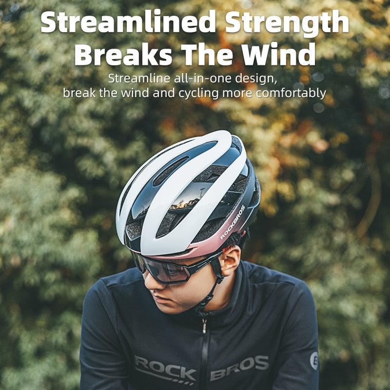 ROCKBROS Ultralight Bicycle Helmet - 250g One-Piece Molding Safety Cap - 18 Air Vents Breathable Cycling Helmet with Magnetic Buckle for MTB &amp; E-Bike