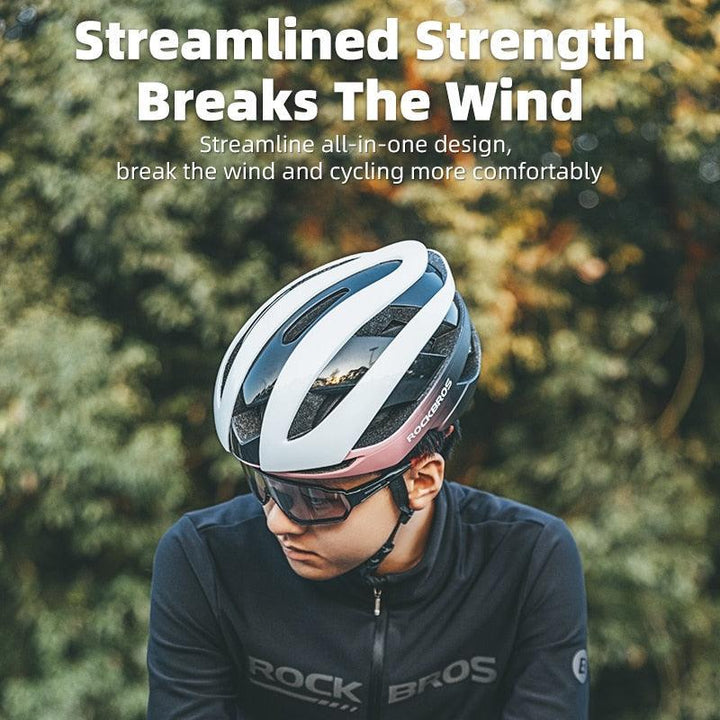ROCKBROS Ultralight Bicycle Helmet - 250g One-Piece Molding Safety Cap - 18 Air Vents Breathable Cycling Helmet with Magnetic Buckle for MTB &amp; E-Bike