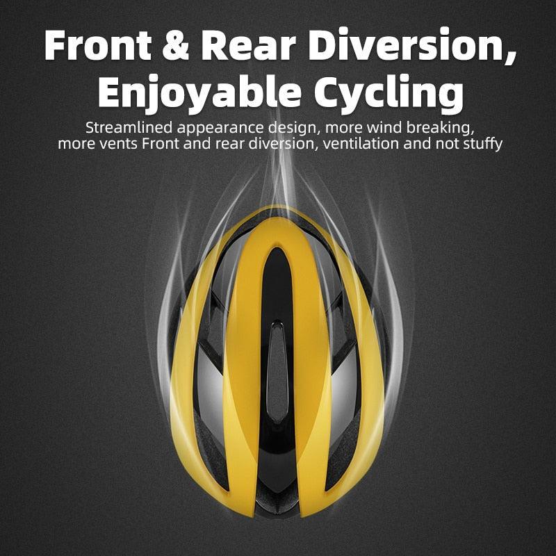 ROCKBROS Ultralight Bicycle Helmet - 250g One-Piece Molding Safety Cap - 18 Air Vents Breathable Cycling Helmet with Magnetic Buckle for MTB &amp; E-Bike