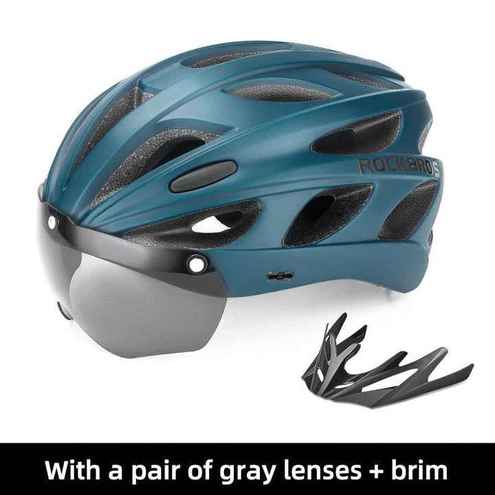 ROCKBROS Magnetic Goggles Bike Helmet - Integrally-molded MTB Road Helmet - Myopia Compatible Shield - Full Rear Coverage Safety Cap for Men &amp; Women