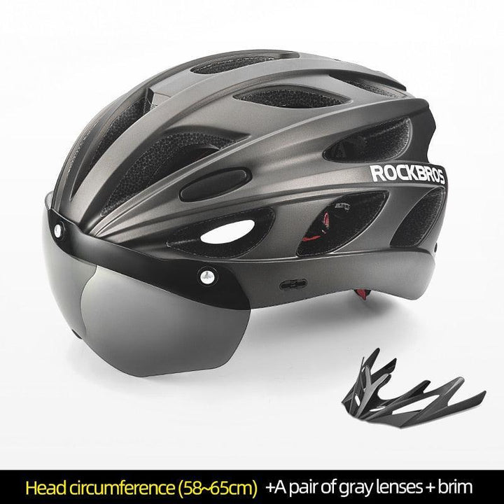 ROCKBROS Magnetic Goggles Bike Helmet - Integrally-molded MTB Road Helmet - Myopia Compatible Shield - Full Rear Coverage Safety Cap for Men &amp; Women