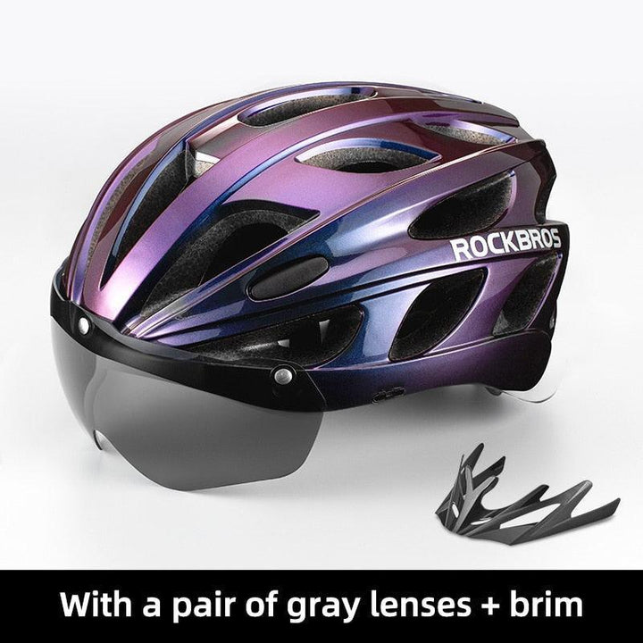 ROCKBROS Magnetic Goggles Bike Helmet - Integrally-molded MTB Road Helmet - Myopia Compatible Shield - Full Rear Coverage Safety Cap for Men &amp; Women