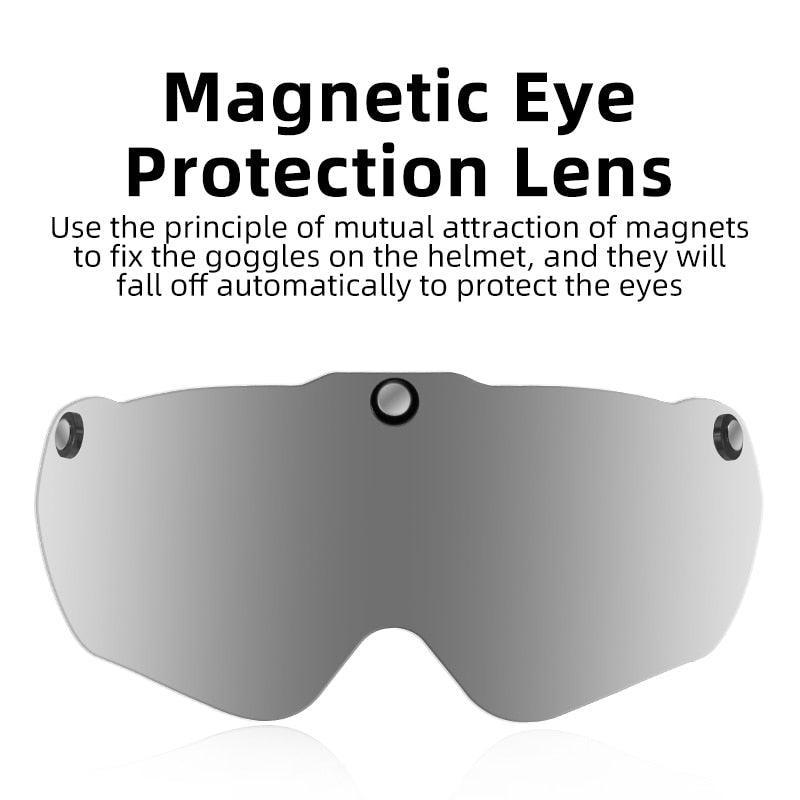 ROCKBROS Magnetic Goggles Bike Helmet - Integrally-molded MTB Road Helmet - Myopia Compatible Shield - Full Rear Coverage Safety Cap for Men &amp; Women