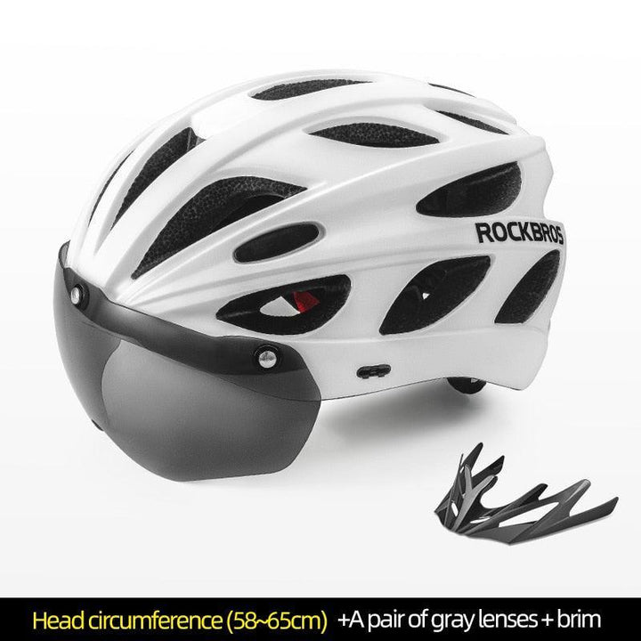 ROCKBROS Magnetic Goggles Bike Helmet - Integrally-molded MTB Road Helmet - Myopia Compatible Shield - Full Rear Coverage Safety Cap for Men &amp; Women