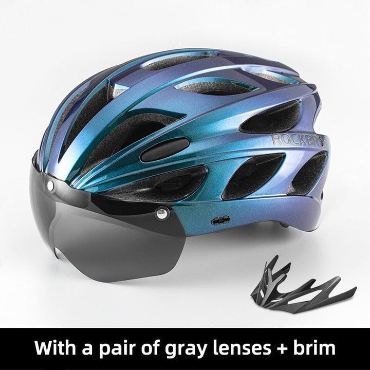 ROCKBROS Magnetic Goggles Bike Helmet - Integrally-molded MTB Road Helmet - Myopia Compatible Shield - Full Rear Coverage Safety Cap for Men &amp; Women