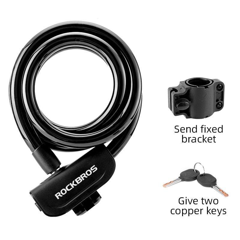 ROCKBROS Professional Bike Cable Lock - 1.1m Anti-Theft Steel Wire Lock - High Security Copper Core for MTB, Road Bike &amp; Scooter