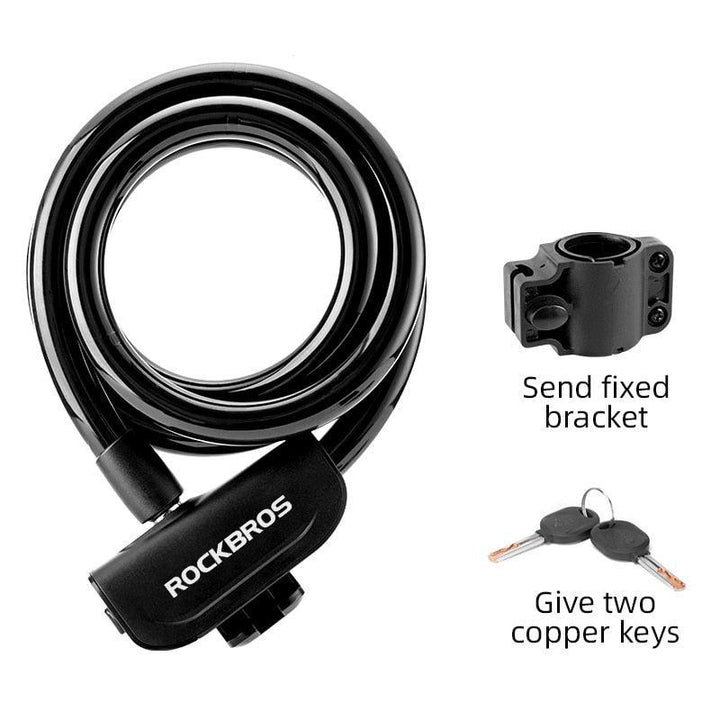 ROCKBROS Professional Bike Cable Lock - 1.1m Anti-Theft Steel Wire Lock - High Security Copper Core for MTB, Road Bike &amp; Scooter