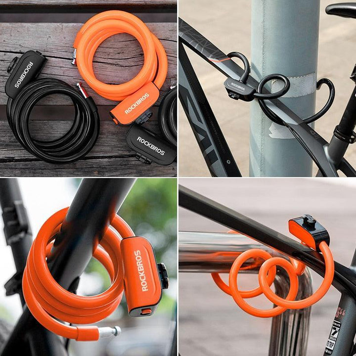 ROCKBROS Professional Bike Cable Lock - 1.1m Anti-Theft Steel Wire Lock - High Security Copper Core for MTB, Road Bike &amp; Scooter