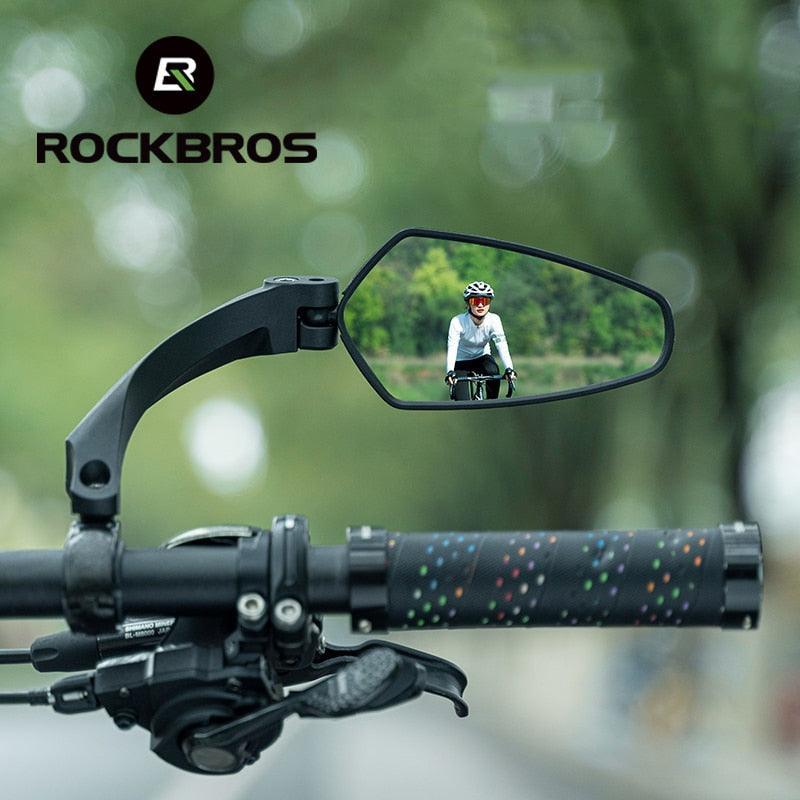 ROCKBROS Bike Mirror - HD Convex Wide-Angle Rear View - 360° Rotatable &amp; 180° Adjustable - Drop-Resistant Acrylic Lens - Universal Fit for MTB &amp; Road Bike