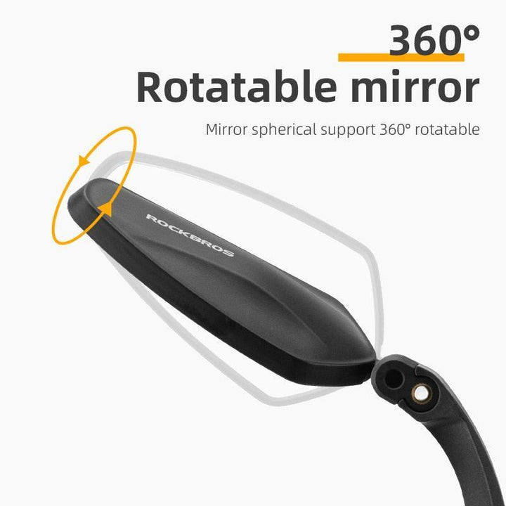 ROCKBROS Bike Mirror - HD Convex Wide-Angle Rear View - 360° Rotatable &amp; 180° Adjustable - Drop-Resistant Acrylic Lens - Universal Fit for MTB &amp; Road Bike