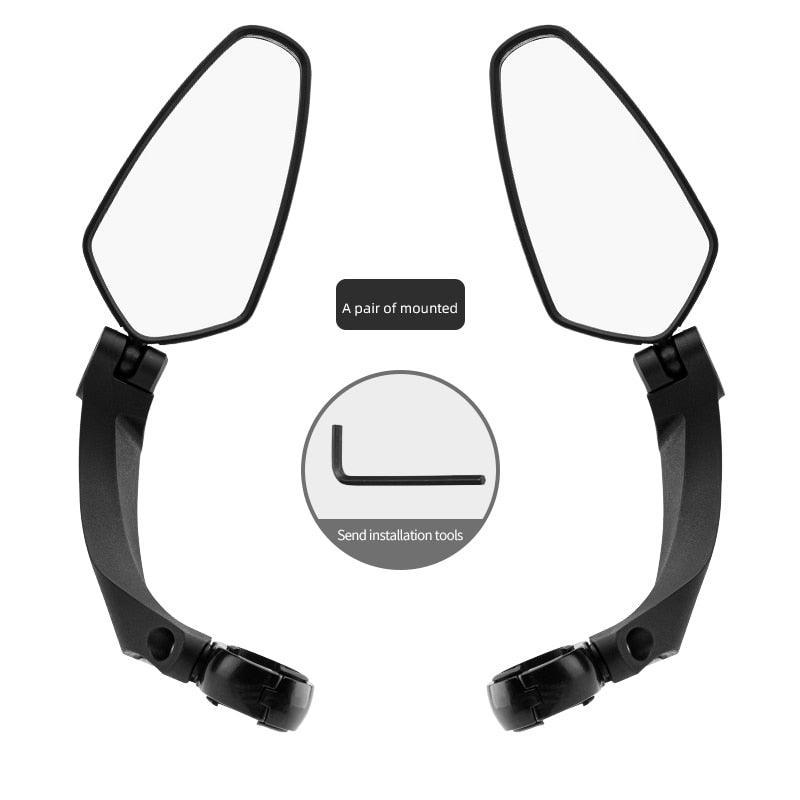 ROCKBROS Bike Mirror - HD Convex Wide-Angle Rear View - 360° Rotatable &amp; 180° Adjustable - Drop-Resistant Acrylic Lens - Universal Fit for MTB &amp; Road Bike