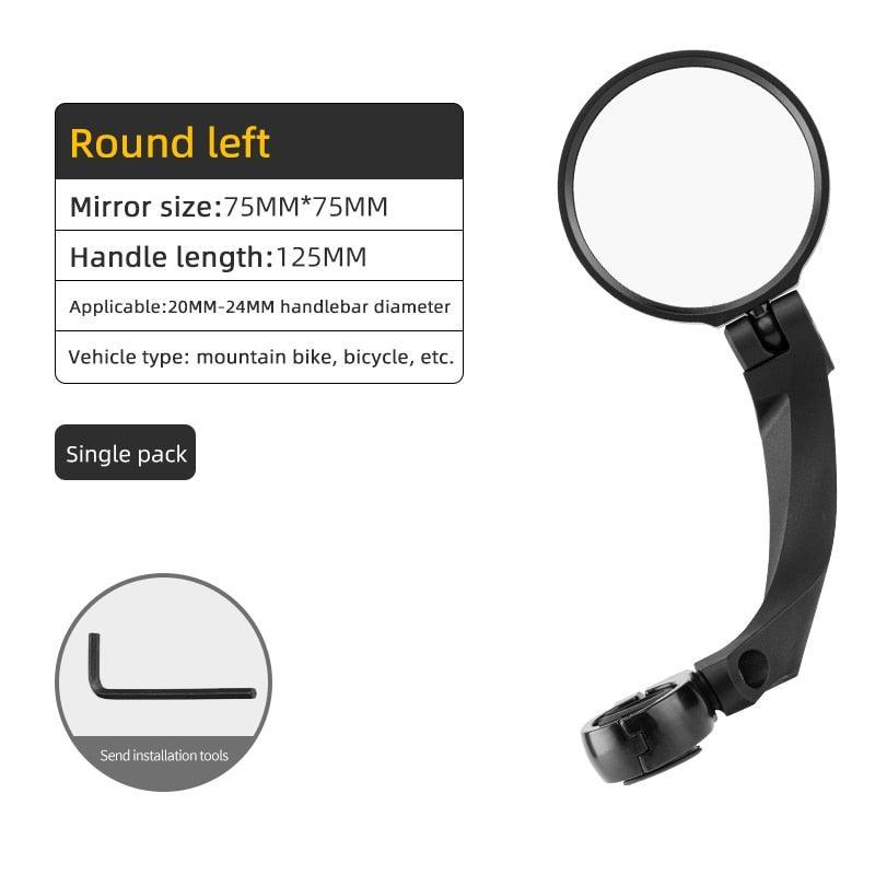 ROCKBROS Bike Mirror - HD Convex Wide-Angle Rear View - 360° Rotatable &amp; 180° Adjustable - Drop-Resistant Acrylic Lens - Universal Fit for MTB &amp; Road Bike