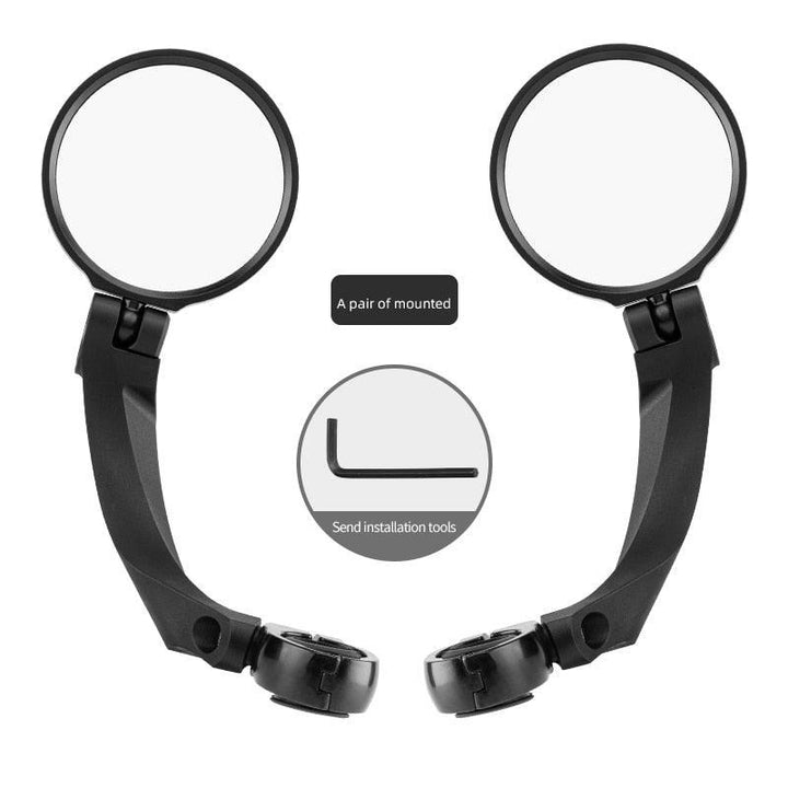 ROCKBROS Bike Mirror - HD Convex Wide-Angle Rear View - 360° Rotatable &amp; 180° Adjustable - Drop-Resistant Acrylic Lens - Universal Fit for MTB &amp; Road Bike