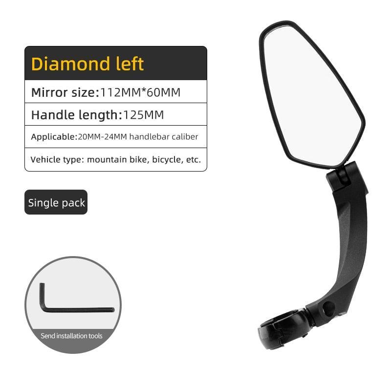 ROCKBROS Bike Mirror - HD Convex Wide-Angle Rear View - 360° Rotatable &amp; 180° Adjustable - Drop-Resistant Acrylic Lens - Universal Fit for MTB &amp; Road Bike