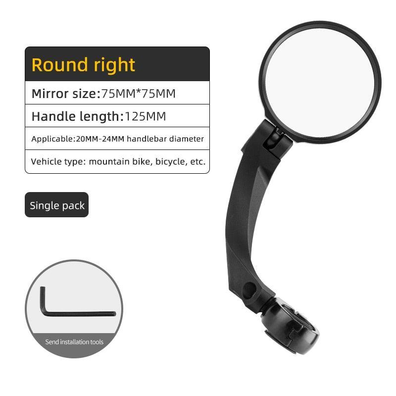 ROCKBROS Bike Mirror - HD Convex Wide-Angle Rear View - 360° Rotatable &amp; 180° Adjustable - Drop-Resistant Acrylic Lens - Universal Fit for MTB &amp; Road Bike