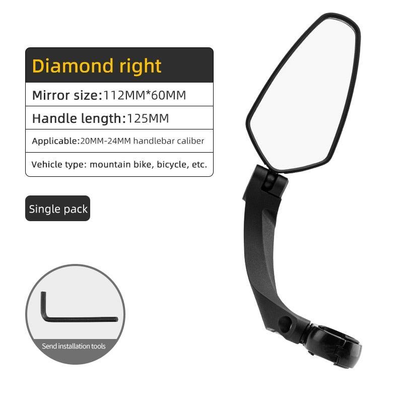 ROCKBROS Bike Mirror - HD Convex Wide-Angle Rear View - 360° Rotatable &amp; 180° Adjustable - Drop-Resistant Acrylic Lens - Universal Fit for MTB &amp; Road Bike