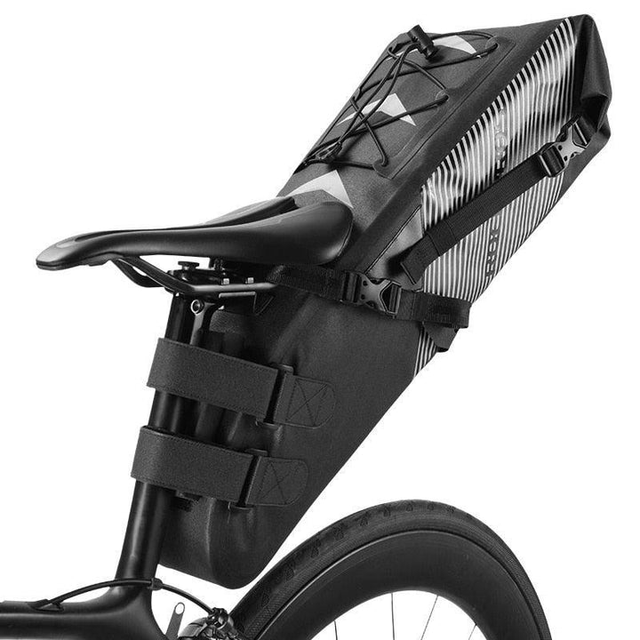 ROCKBROS 10L Waterproof Bike Saddle Bag - Large Capacity Seatpost Carrier - IPX7 Rainproof Pannier for Bikepacking &amp; Long Distance Cycling