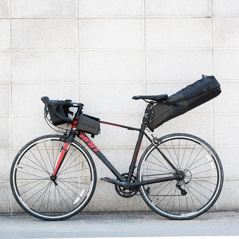 ROCKBROS 10L Waterproof Bike Saddle Bag - Large Capacity Seatpost Carrier - IPX7 Rainproof Pannier for Bikepacking &amp; Long Distance Cycling