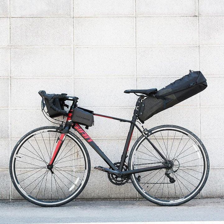 ROCKBROS 10L Waterproof Bike Saddle Bag - Large Capacity Seatpost Carrier - IPX7 Rainproof Pannier for Bikepacking &amp; Long Distance Cycling