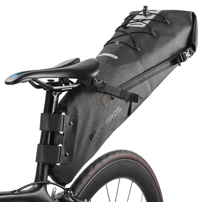 ROCKBROS 10L Waterproof Bike Saddle Bag - Large Capacity Seatpost Carrier - IPX7 Rainproof Pannier for Bikepacking &amp; Long Distance Cycling