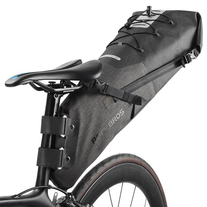 ROCKBROS 10L Waterproof Bike Saddle Bag - Large Capacity Seatpost Carrier - IPX7 Rainproof Pannier for Bikepacking &amp; Long Distance Cycling