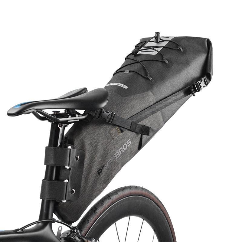 ROCKBROS 10L Waterproof Bike Saddle Bag - Large Capacity Seatpost Carrier - IPX7 Rainproof Pannier for Bikepacking &amp; Long Distance Cycling