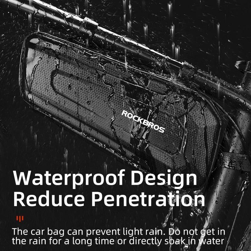 ROCKBROS B67 Hard Shell Bicycle Bag - Anti-Deformation Top Tube Bag - Rainproof MTB &amp; Road Bike Frame Pouch with Layered Storage