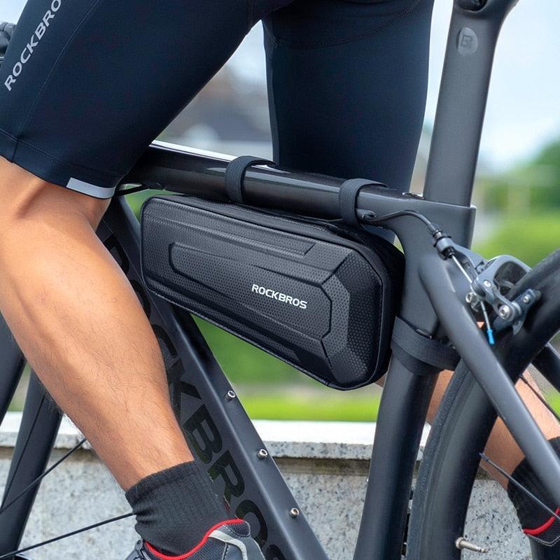 ROCKBROS B67 Hard Shell Bicycle Bag - Anti-Deformation Top Tube Bag - Rainproof MTB &amp; Road Bike Frame Pouch with Layered Storage