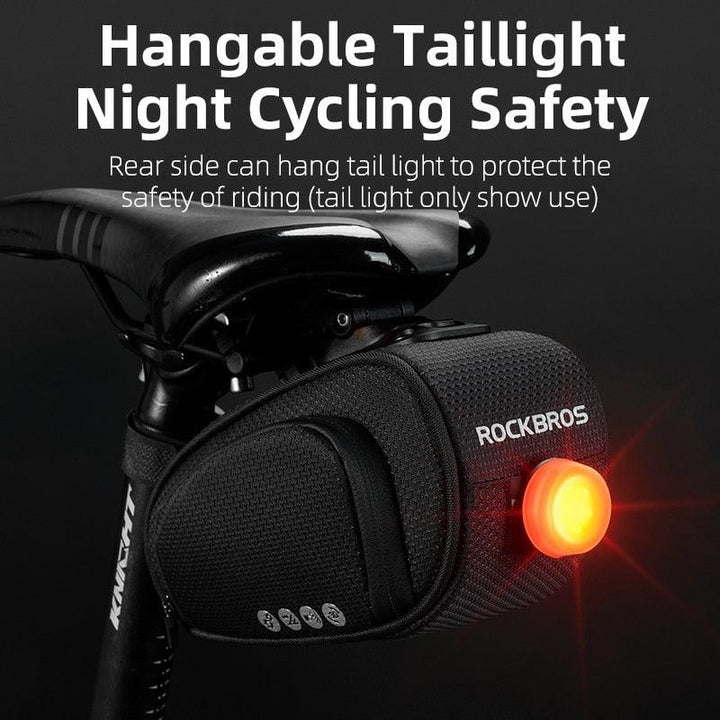 ROCKBROS Rainproof Bike Saddle Bag - Quick Release Rear Seatpost Pannier - 1L/1.5L Large Capacity Tool Pouch with Taillight Hanger &amp; Reflective Design