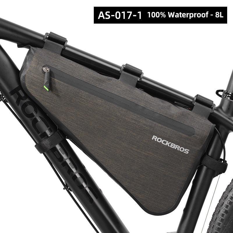 ROCKBROS 100% Rainproof Triangle Bike Bag - 5L/8L Large Capacity Frame Bag - Seamless 600D Nylon Storage for MTB &amp; Road Bike (AS-017)