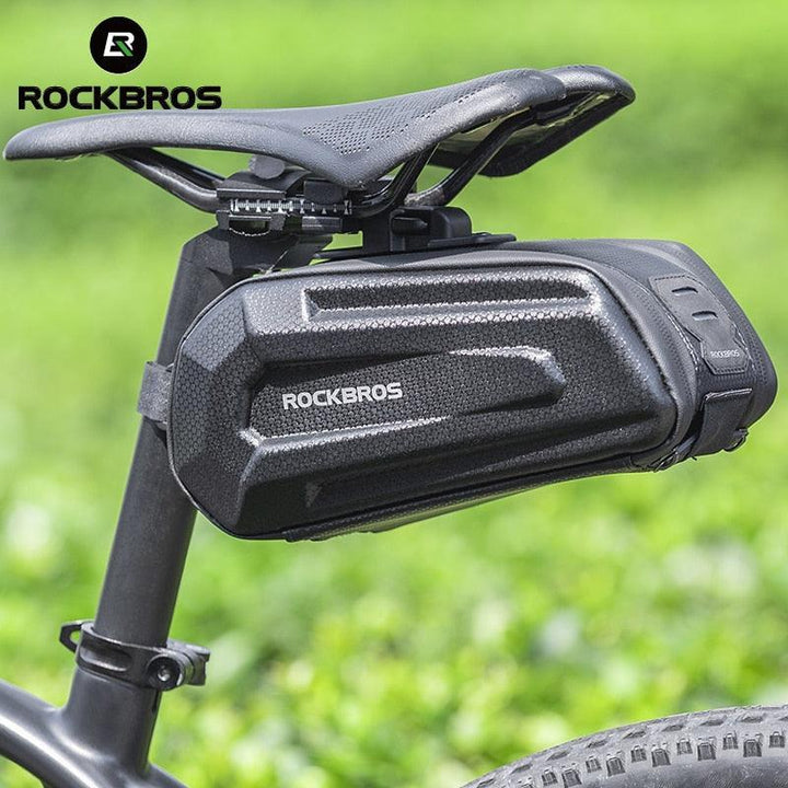 ROCKBROS 1.7L Bike Saddle Bag - Carbon Fiber Pattern Hard Shell Seat Pack - Quick Release &amp; Rainproof Rear Storage for MTB &amp; Road Bike (B69)