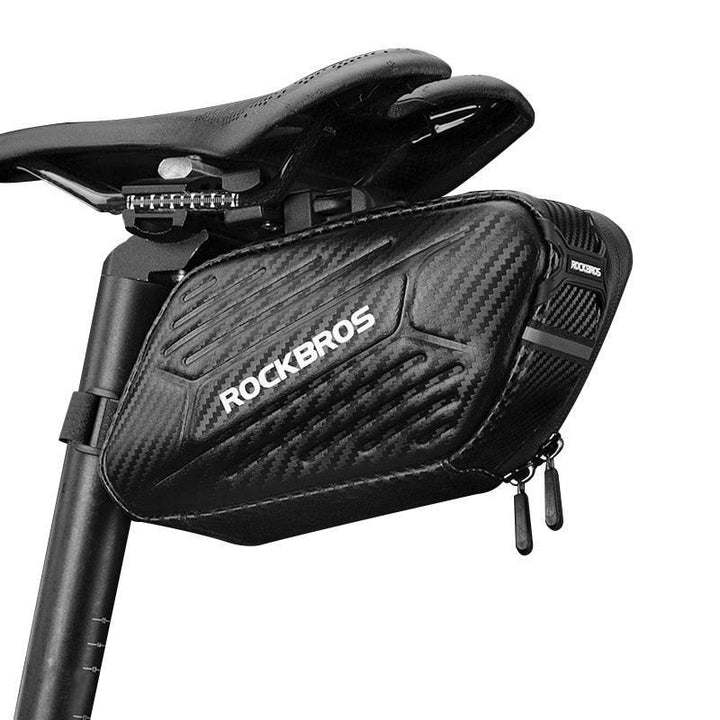 ROCKBROS 1.7L Bike Saddle Bag - Carbon Fiber Pattern Hard Shell Seat Pack - Quick Release &amp; Rainproof Rear Storage for MTB &amp; Road Bike (B69)