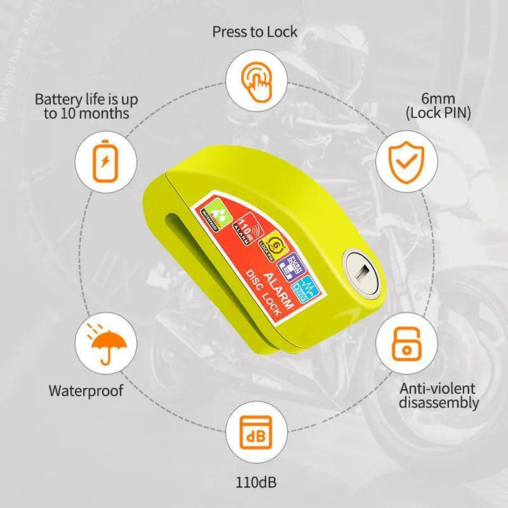 High-Decibel Siren Disc Brake Lock - Waterproof Anti-Theft Padlock with Vibration Sensor - Universal Security for Motorcycle, Scooter &amp; E-Bike