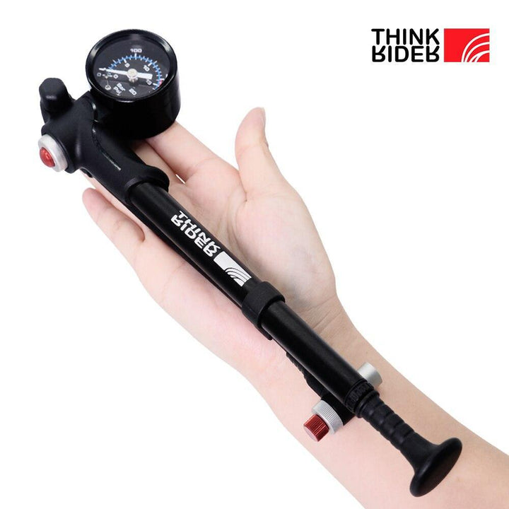 ThinkRider 300 PSI High-Pressure Shock Pump - Precise 1.5" Gauge for MTB Fork &amp; Rear Suspension - 2-Stage Non-Leak Head (168g)