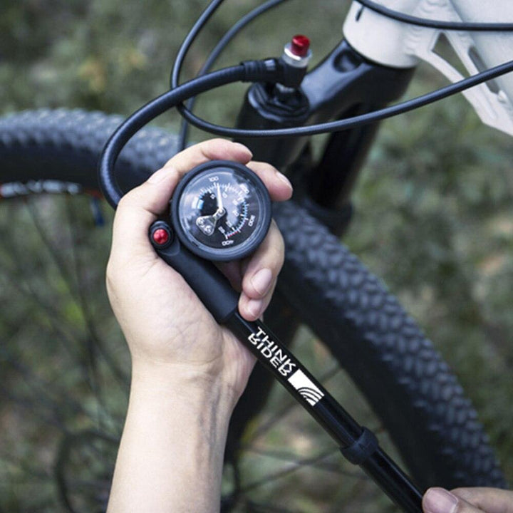 ThinkRider 300 PSI High-Pressure Shock Pump - Precise 1.5" Gauge for MTB Fork &amp; Rear Suspension - 2-Stage Non-Leak Head (168g)