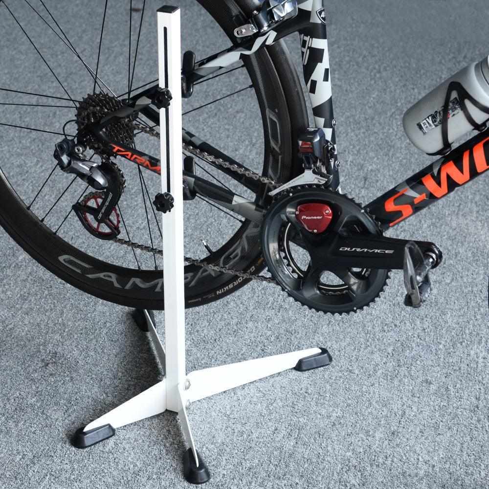 ThinkRider Bicycle Floor Parking Rack - High-Strength Iron Maintenance Stand - Adjustable Display Rack with ABS Protective Hooks for MTB &amp; Road Bike