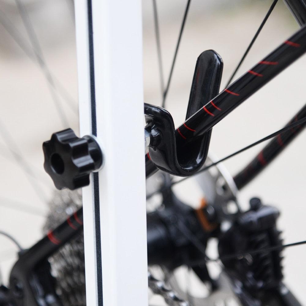 ThinkRider Bicycle Floor Parking Rack - High-Strength Iron Maintenance Stand - Adjustable Display Rack with ABS Protective Hooks for MTB &amp; Road Bike
