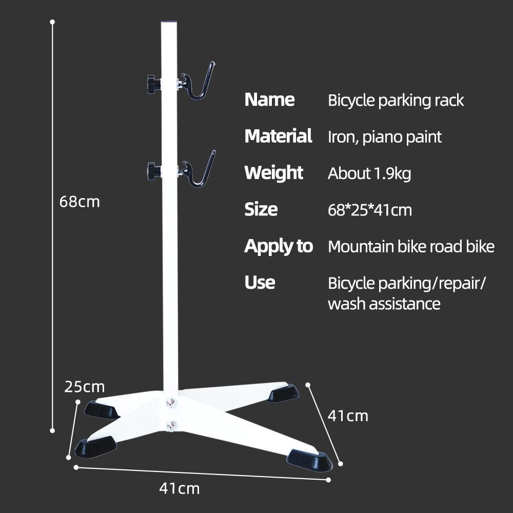 ThinkRider Bicycle Floor Parking Rack - High-Strength Iron Maintenance Stand - Adjustable Display Rack with ABS Protective Hooks for MTB &amp; Road Bike