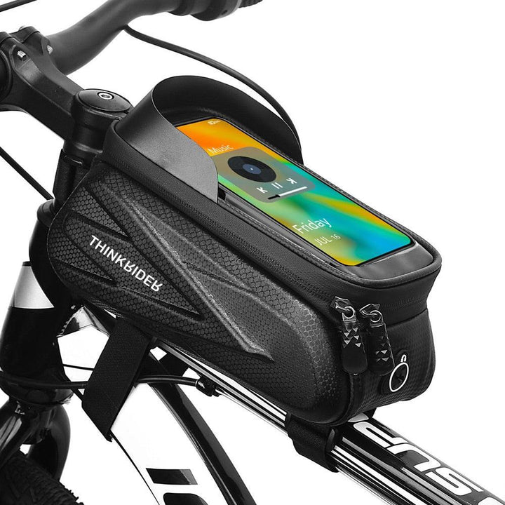 ThinkRider Waterproof Bike Upper Tube Bag - Sensitive Touchscreen Phone Pouch - EVA Hard Shell Anti-Shake Frame Bag for Smartphones up to 7.2" - MTB &amp; Road