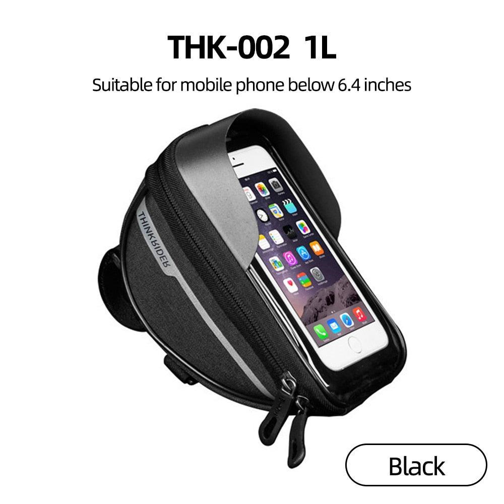 ThinkRider Waterproof Bike Upper Tube Bag - Sensitive Touchscreen Phone Pouch - EVA Hard Shell Anti-Shake Frame Bag for Smartphones up to 7.2" - MTB &amp; Road