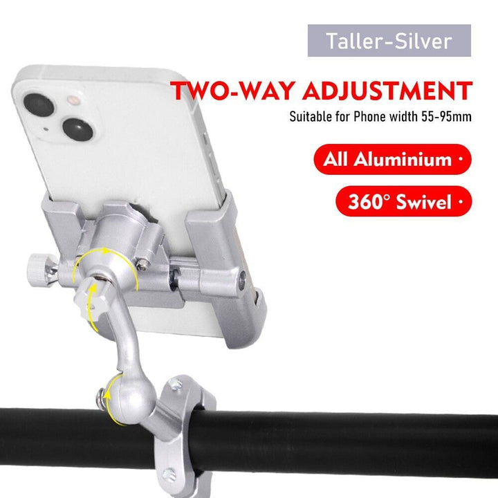 ThinkRider MTB Phone Mount - Full Aluminum Alloy CNC Construction - 360° Rotatable &amp; 180° Tilt - Mechanical Anti-Shake Locking for MTB, Road Bike &amp; Motorcycle