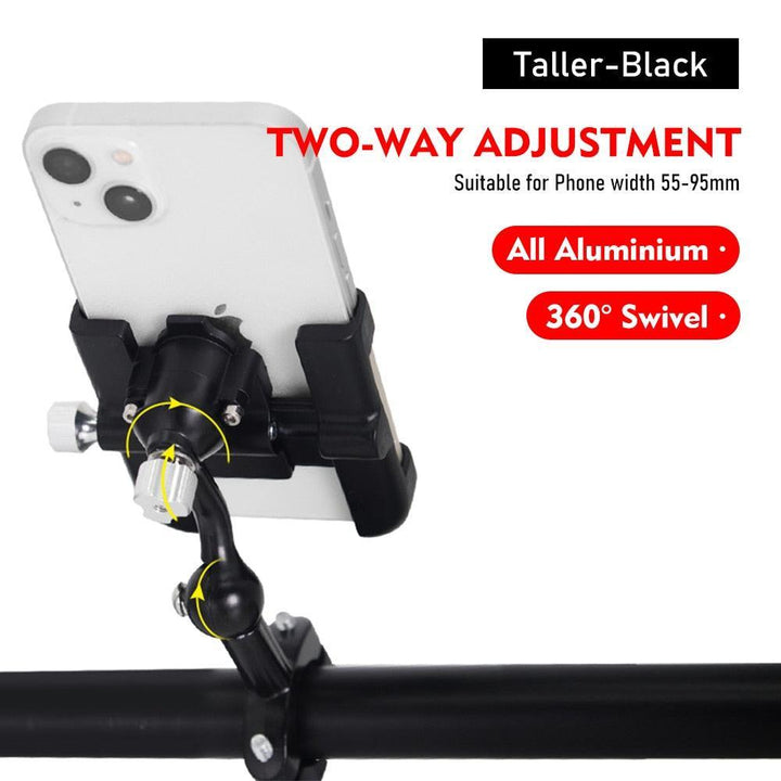 ThinkRider MTB Phone Mount - Full Aluminum Alloy CNC Construction - 360° Rotatable &amp; 180° Tilt - Mechanical Anti-Shake Locking for MTB, Road Bike &amp; Motorcycle