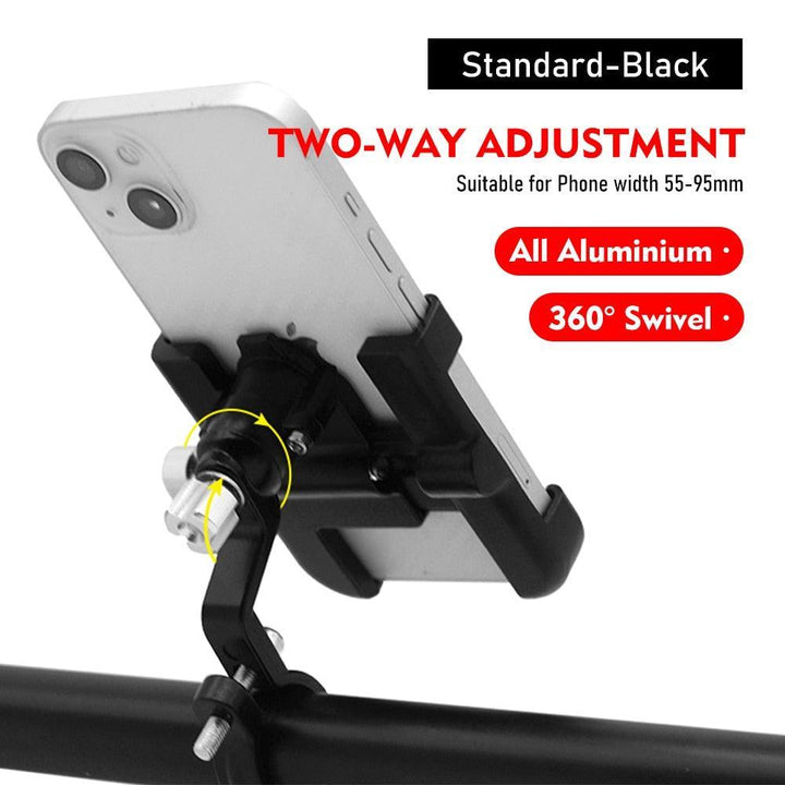 ThinkRider MTB Phone Mount - Full Aluminum Alloy CNC Construction - 360° Rotatable &amp; 180° Tilt - Mechanical Anti-Shake Locking for MTB, Road Bike &amp; Motorcycle