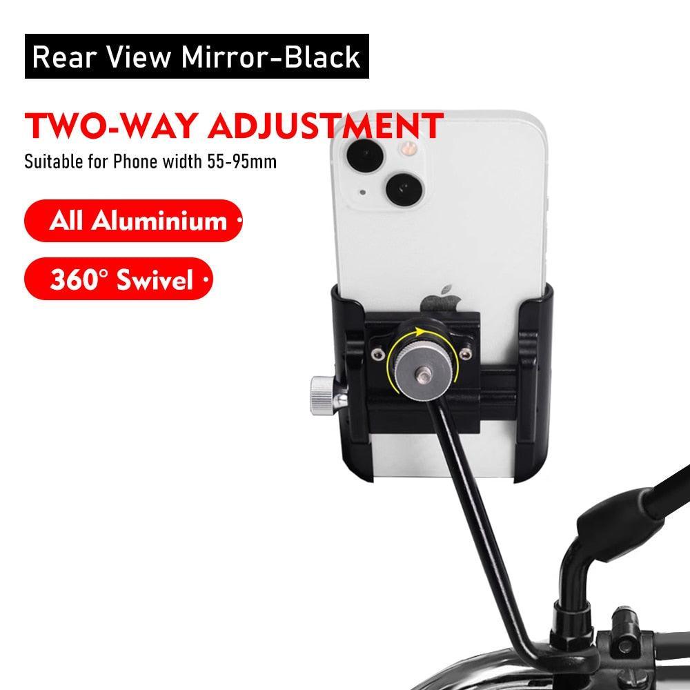 ThinkRider MTB Phone Mount - Full Aluminum Alloy CNC Construction - 360° Rotatable &amp; 180° Tilt - Mechanical Anti-Shake Locking for MTB, Road Bike &amp; Motorcycle