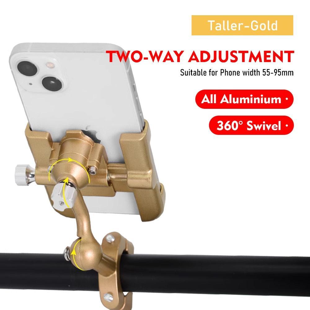 ThinkRider MTB Phone Mount - Full Aluminum Alloy CNC Construction - 360° Rotatable &amp; 180° Tilt - Mechanical Anti-Shake Locking for MTB, Road Bike &amp; Motorcycle